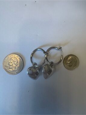 Sterling-Look Silver Heart Hoop Earrings - Women Jewelry